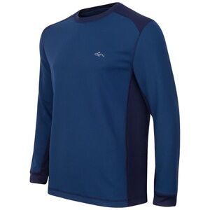 Greg Norman for Tasso Elba Blue Waffle Knit Performance Long Sleeve Shirt